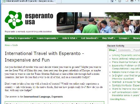 Esperanto-USA - эсперанто в США предлагает путешествовать с помощью эсперанто